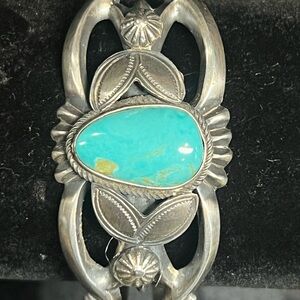 Navajo Henry Morgan Turquoise and Sterling Silver cuff bracelet Signed